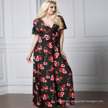 Fashion printed floral Premium quality polyester long sleeveless Casual woman maxi dress